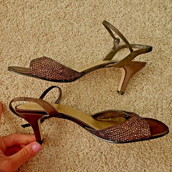 Caparros Brown Sequin Strappy Heels Womens Size 9.5 - Picture 3 of 6